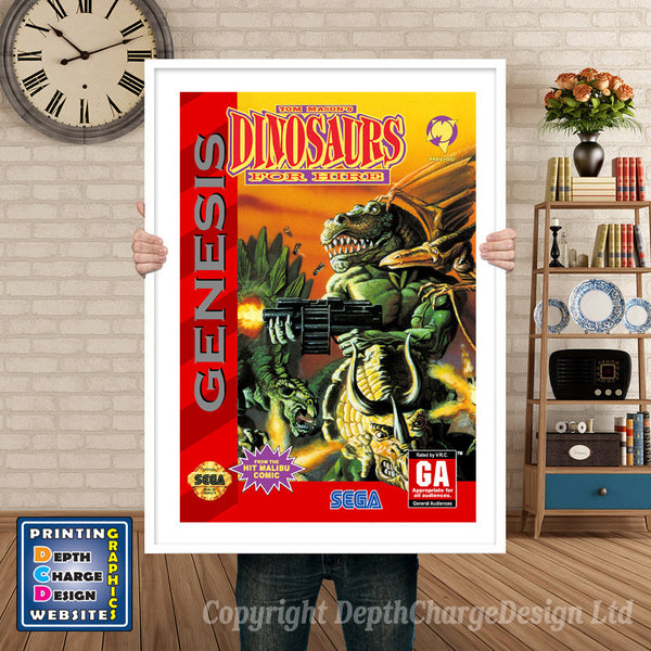 Dinosaurs For Hire - Sega Megadrive Inspired Retro Gaming Poster