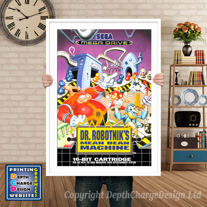 Drrobotniksmean Bean Machine Eu - Sega Megadrive Inspired Retro Gaming Poster A4 A3 A2 Or A1