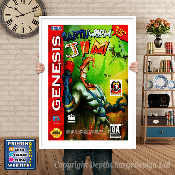 Earth Worm Jim - Sega Megadrive Inspired Retro Gaming Poster