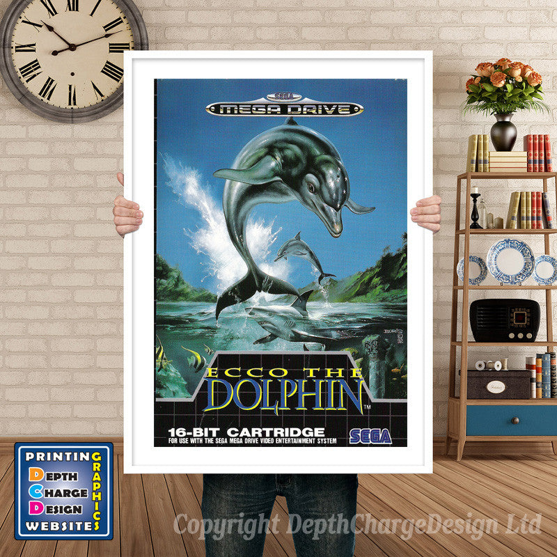 Ecco The Dolphin Eu - Sega Megadrive Inspired Retro Gaming Poster A4 A3 A2 Or A1 – Ecco The Dolphin Eu - Sega Megadrive Inspired Retro Gaming Poster