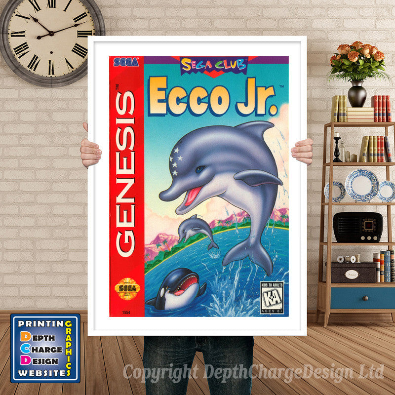 Eccojr - Sega Megadrive Inspired Retro Gaming Poster A4 A3 A2 Or A1