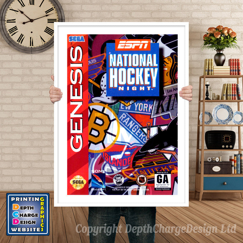 Espn National Hockey Night - Sega Megadrive Inspired Retro Gaming Poster A4 A3 A2 Or A1