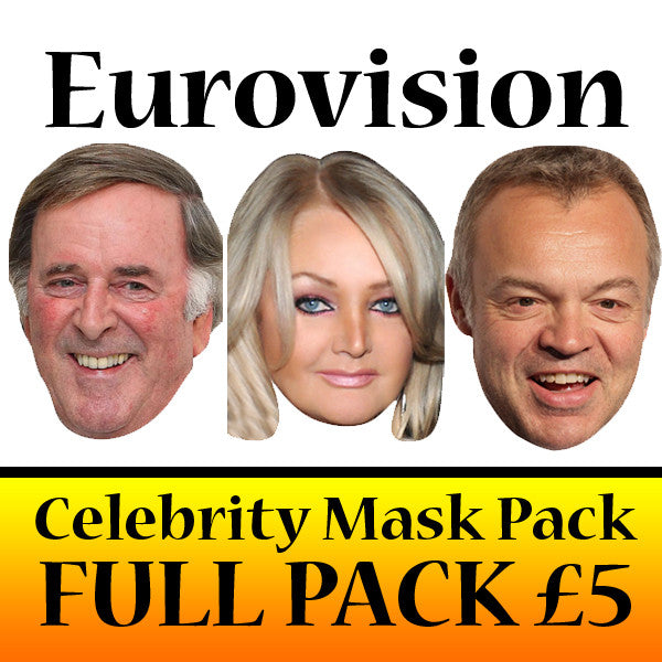 Eurovision Celebrity Face Mask Fancy Dress Cardboard Costume Mask PACK 3 people
