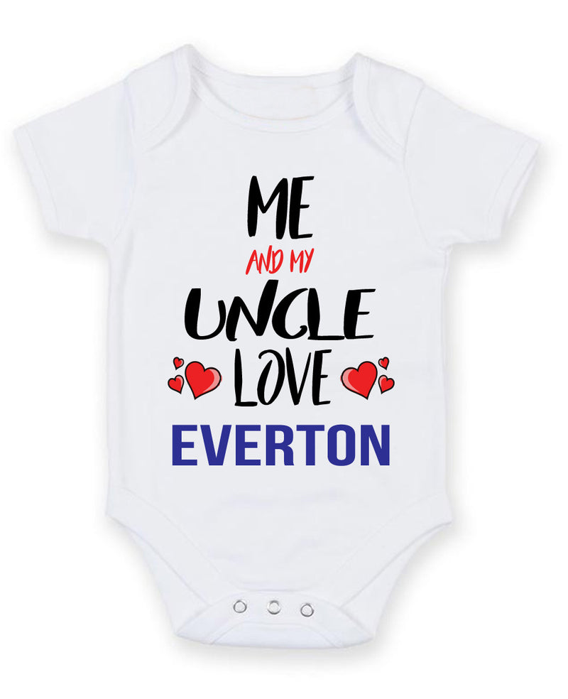 Me and My Uncle Love everton Personalised FOOTBALL TEAM Baby Grow