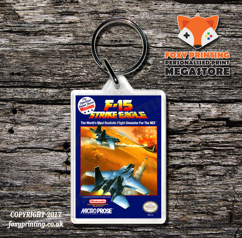 F117astealthfighter Retro NES Game Cover Art Gaming Keyring