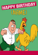 THEME INSPIRED Kids Adult Personalised Birthday Card Family Guy Chicken Fight Birthday Card