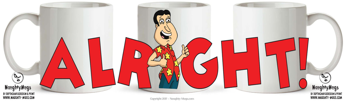 Family Guy INSPIRED Theme Style ALRIGHT! TV SHOW MUG – printed mug product image 1