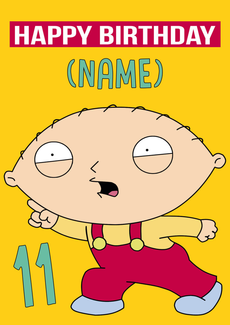 THEME INSPIRED Kids Adult Personalised Birthday Card Family Guy Stewie Birthday Card