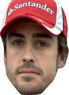 Fernando Alonso FORMULA 1 Celebrity Face Mask Fancy Dress Cardboard Costume Mask