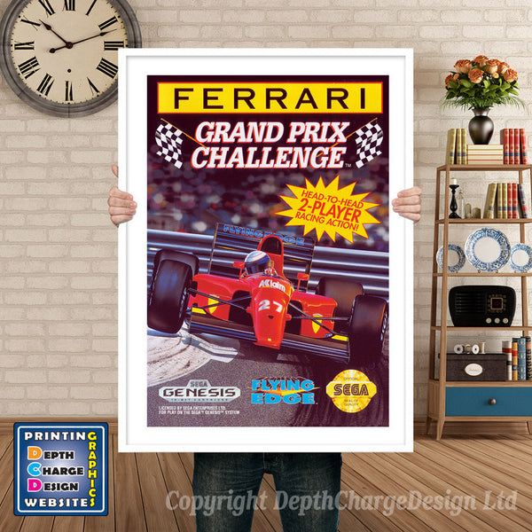Ferrari Grandprix Challenge - Sega Megadrive Inspired Retro Gaming Poster