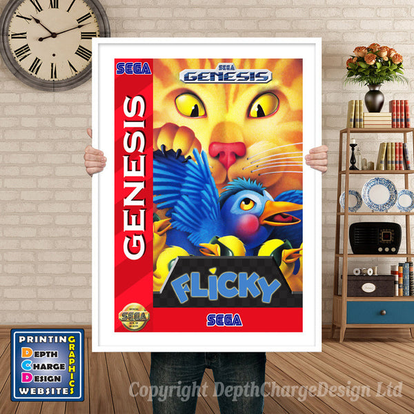 Flicky Ca - Sega Megadrive Inspired Retro Gaming Poster