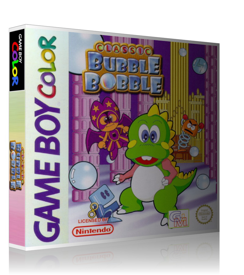 Gameboy Color Classic Bubble Bobble Game Cover To Fit A UGC Style Replacement Game Case
