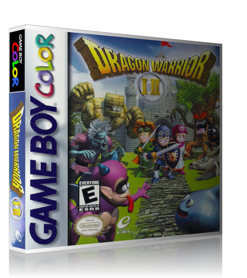 Gameboy Color Dragon Warrior 1 And 2 Game Cover To Fit A UGC Style Replacement Game Case