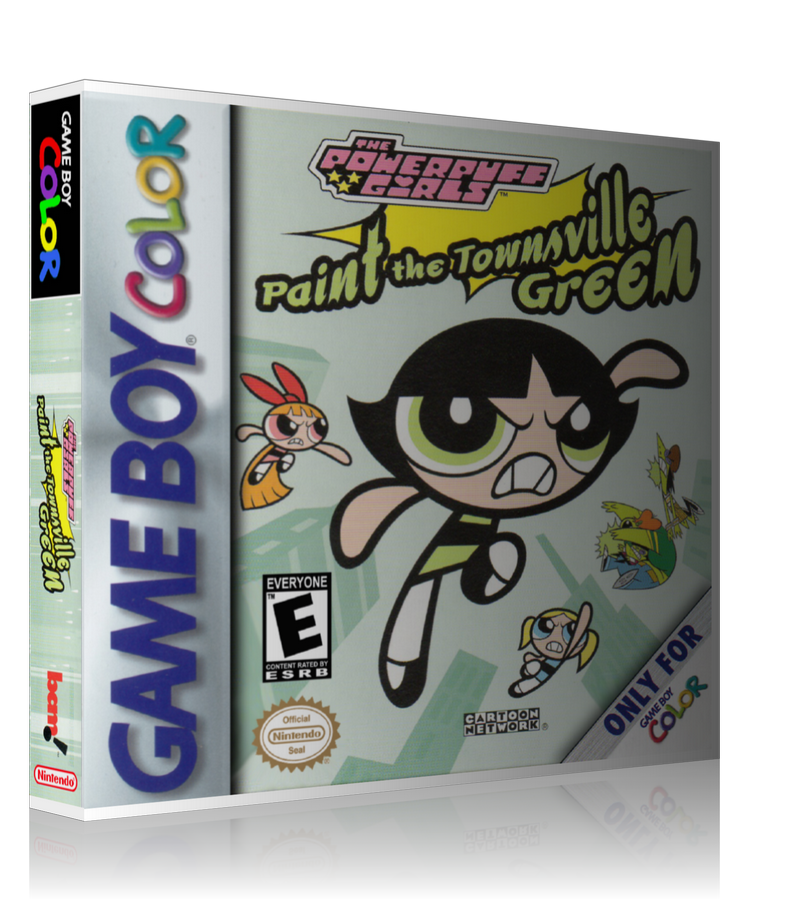 Gameboy Color Power Puff Girls Paint The Townsville Green Game Cover To Fit A UGC Style Replacement Game Case