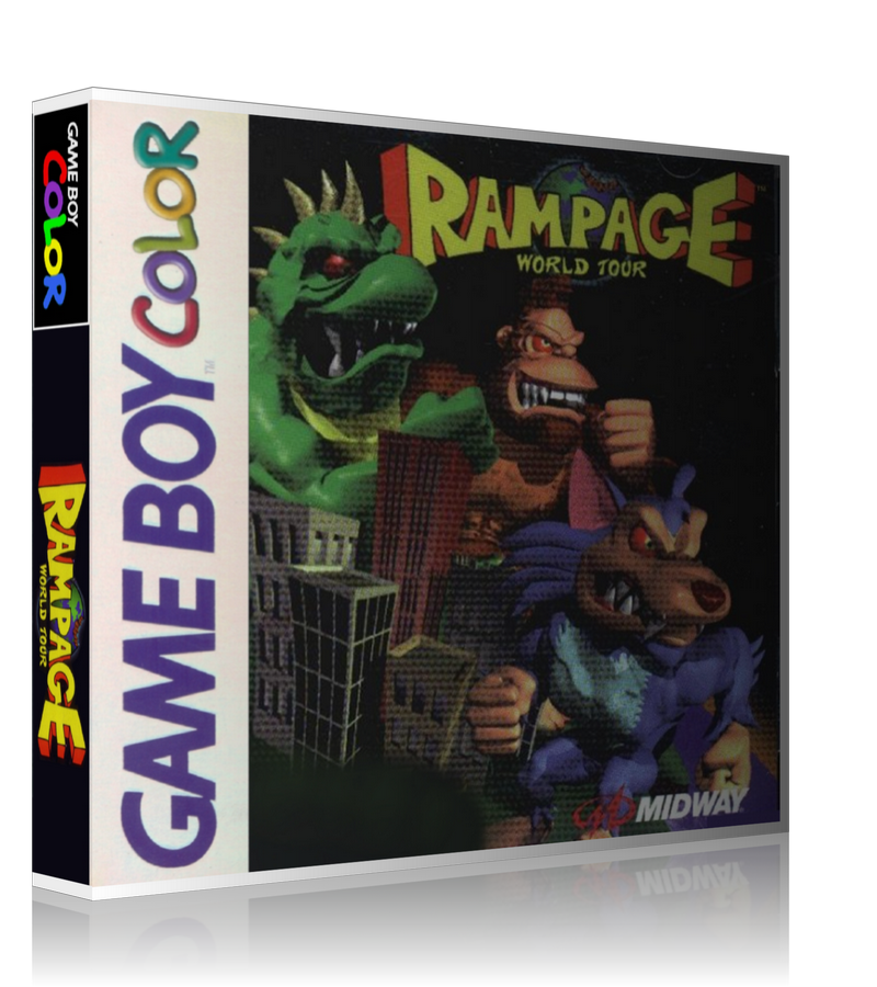 Gameboy Color Rampage World Tour Game Cover To Fit A UGC Style Replacement Game Case