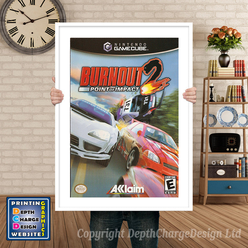 Burn Out 2 Point Of Impact Gamecube Inspired Retro Gaming Poster A4 A3 A2 Or A1