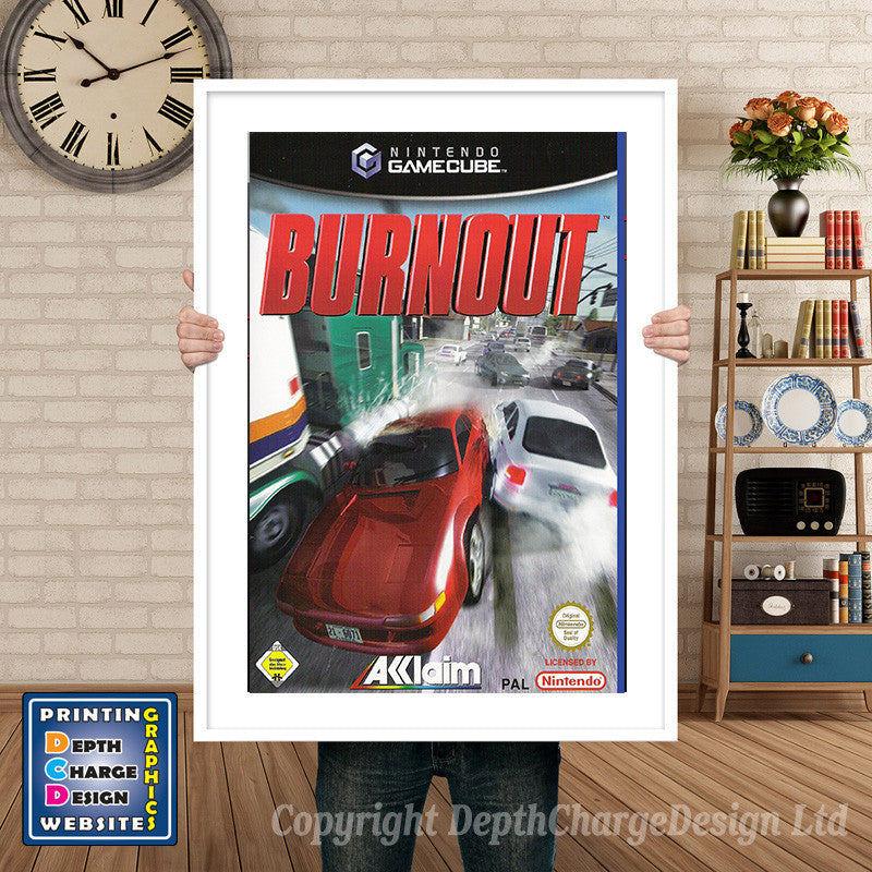 Burn Out_Eu Gamecube Inspired Retro Gaming Poster A4 A3 A2 Or A1