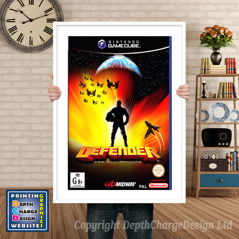 Defender_Au Gamecube Inspired Retro Gaming Poster A4 A3 A2 Or A1