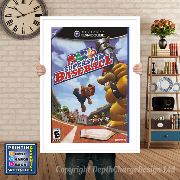 Mario Superstar Baseball Gamecube Inspired Retro Gaming Poster