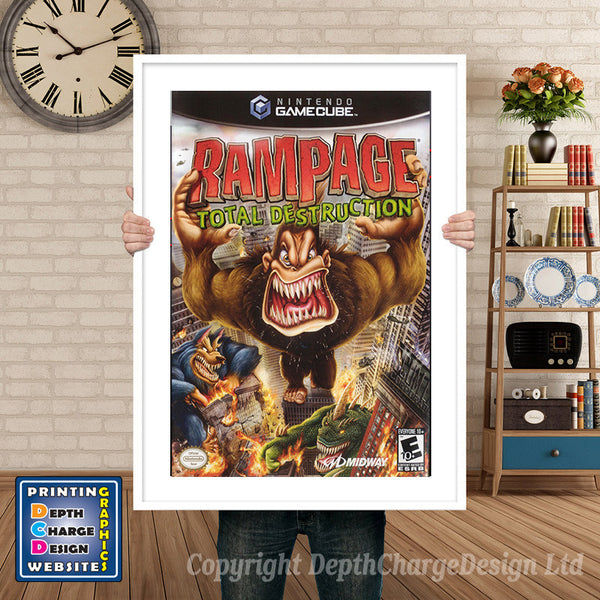 Rampage Total Destruction Gamecube Inspired Retro Gaming Poster