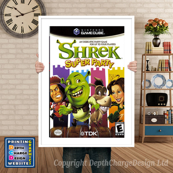 Shrek Super Party Gamecube Inspired Retro Gaming Poster