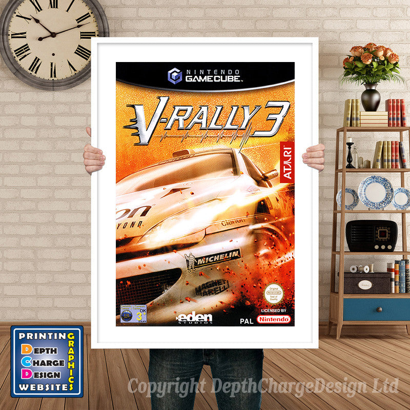 V Rally 3_Eu Gamecube Inspired Retro Gaming Poster A4 A3 A2 Or A1 – V Rally 3_Eu Gamecube Inspired Retro Gaming Poster