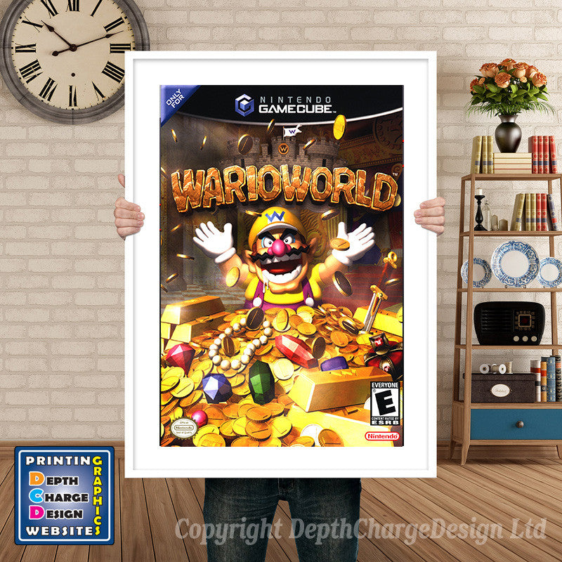 Wario World Gamecube Inspired Retro Gaming Poster A4 A3 A2 Or A1