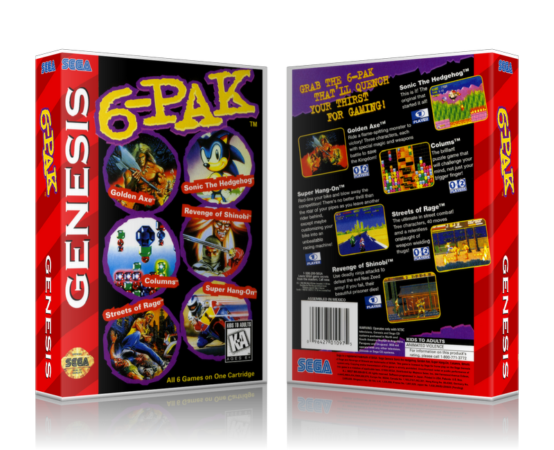 SEGA Genesis 6-Pak Sega Megadrive REPLACEMENT GAME Case Or Cover