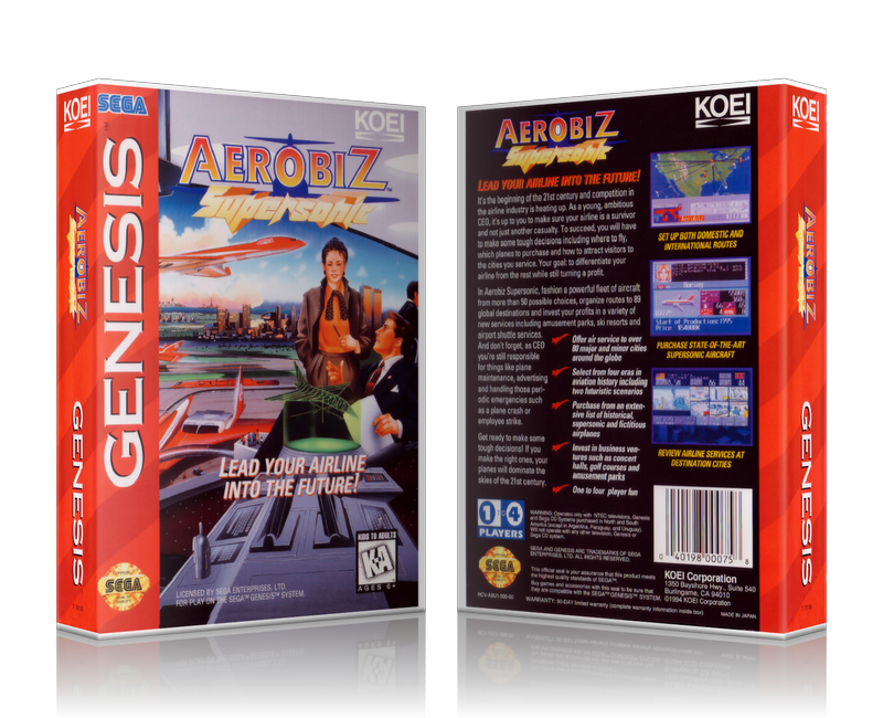 SEGA Genesis Aerobiz Supersonic Sega Megadrive REPLACEMENT GAME Case Or Cover
