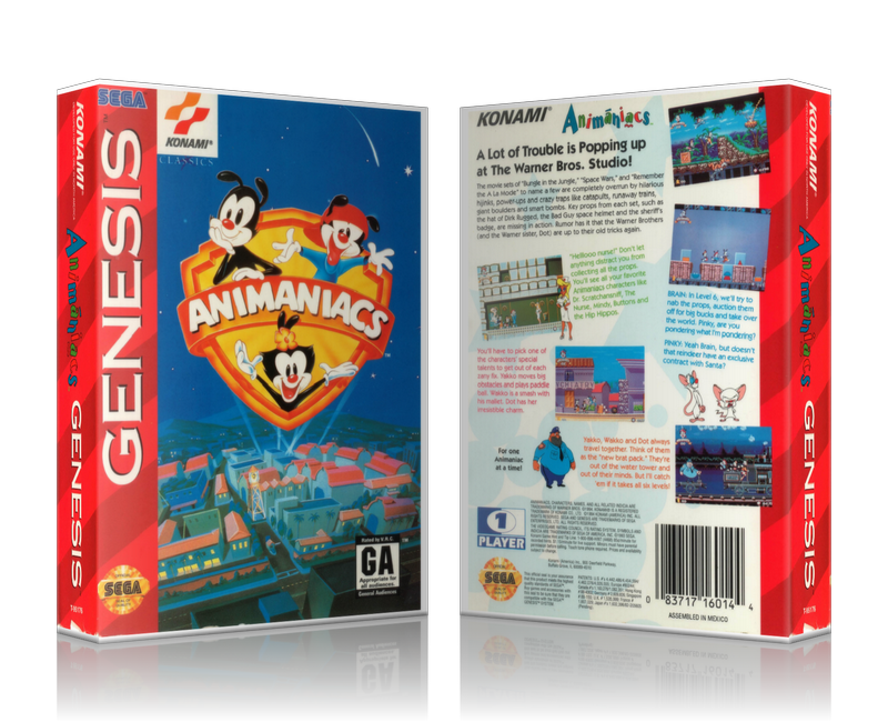 SEGA Genesis Animaniacs Sega Megadrive REPLACEMENT GAME Case Or Cover
