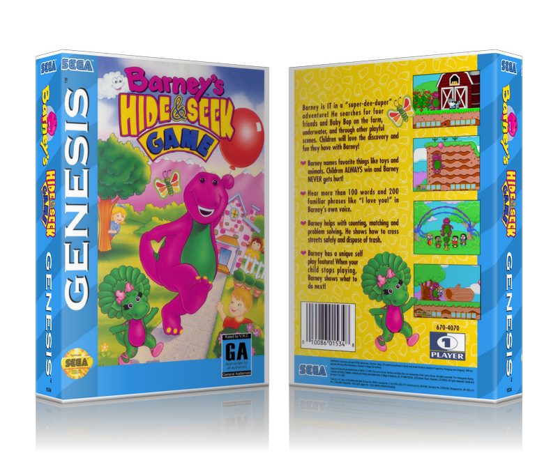 SEGA Genesis Barney's Hide & Seek Game Sega Megadrive REPLACEMENT GAME Case Or Cover