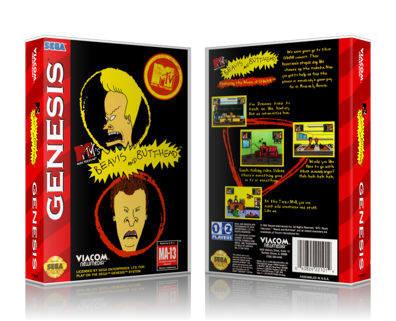 SEGA Genesis Beavis And Butt-Head Sega Megadrive REPLACEMENT GAME Case Or Cover