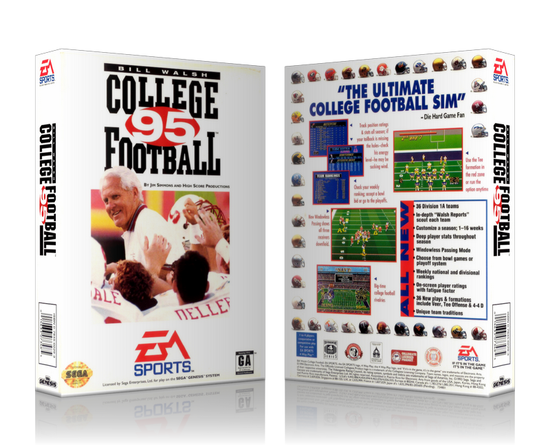SEGA Genesis Billw Walsh College Football 95 Sega Megadrive REPLACEMENT GAME Case Or Cover