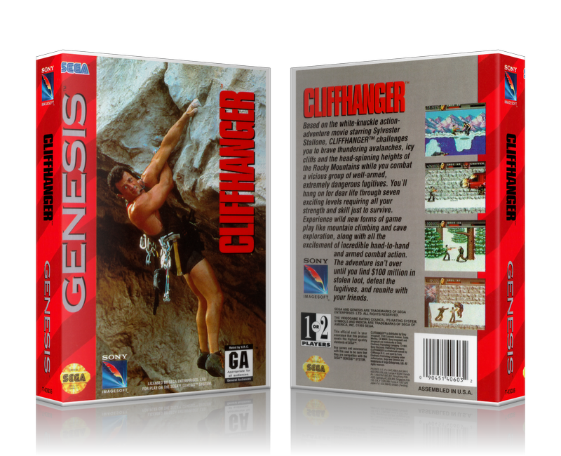 SEGA Genesis Cliffhanger Sega Megadrive REPLACEMENT GAME Case Or Cover