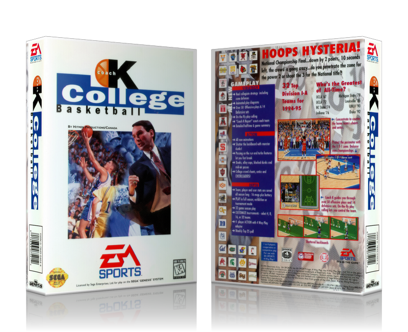 SEGA Genesis Coach K College Basketball Sega Megadrive REPLACEMENT GAME Case Or Cover