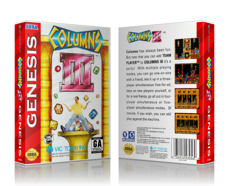 SEGA Genesis Columns III Sega Megadrive REPLACEMENT GAME Case Or Cover