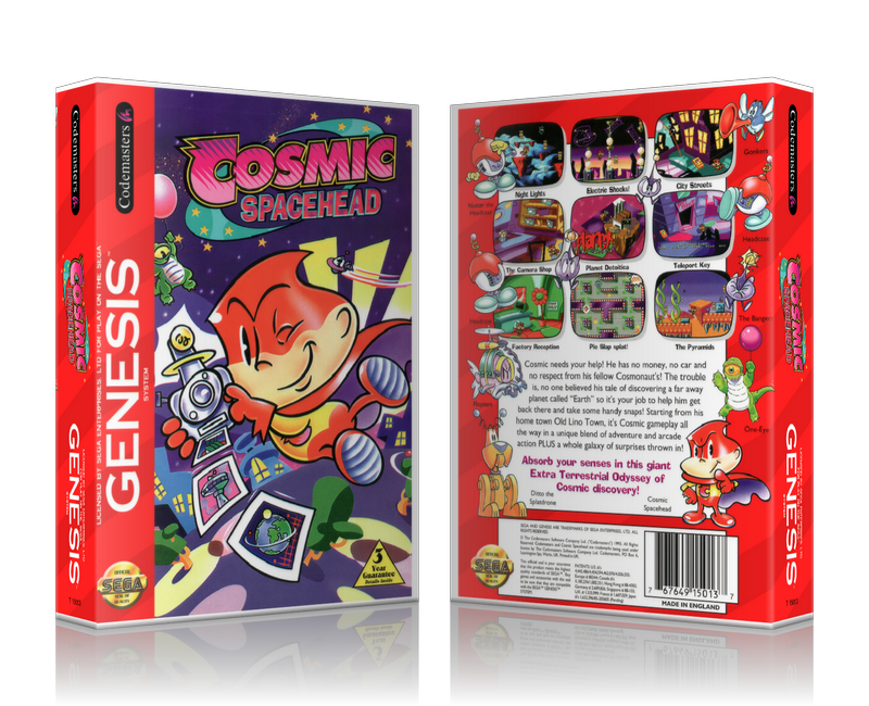 SEGA Genesis Cosmic Spacehead Sega Megadrive REPLACEMENT GAME Case Or Cover