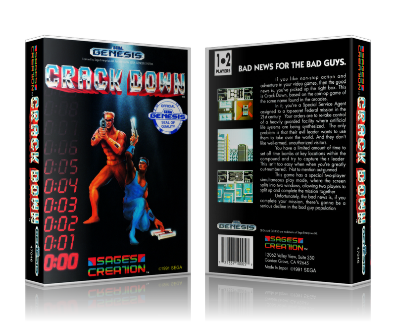 SEGA Genesis Crack Down Sega Megadrive REPLACEMENT GAME Case Or Cover