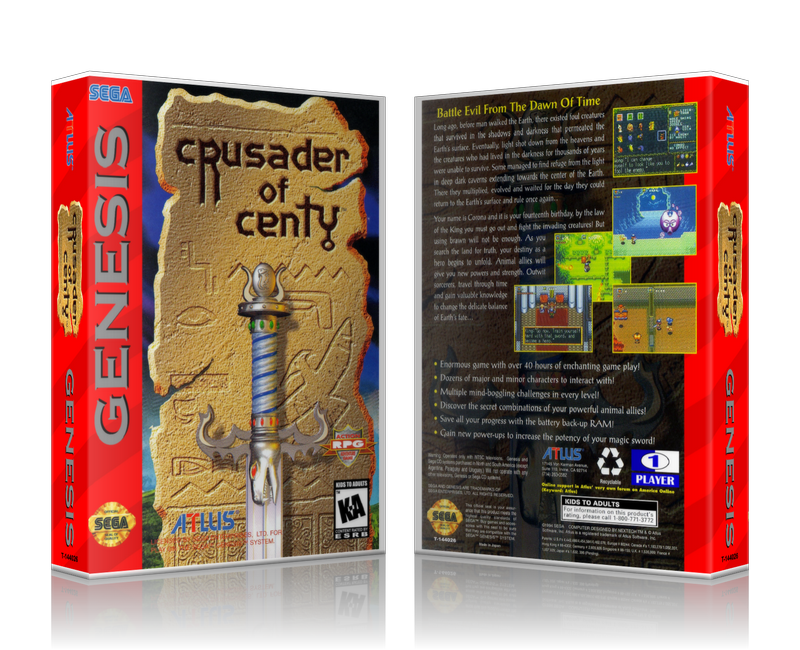 SEGA Genesis Crusader Of Centy Sega Megadrive REPLACEMENT GAME Case Or Cover
