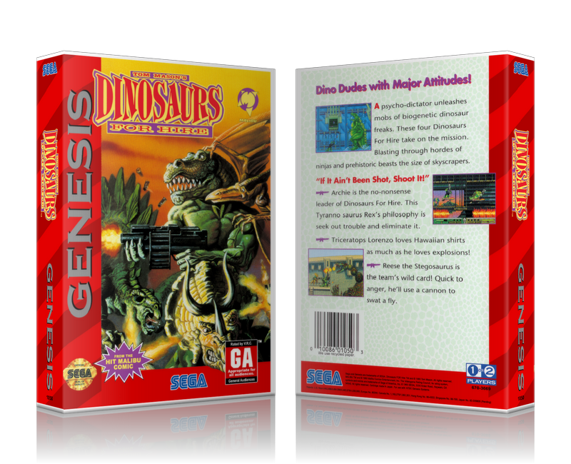 SEGA Genesis Dinosaurs For Hire Sega Megadrive REPLACEMENT GAME Case Or Cover