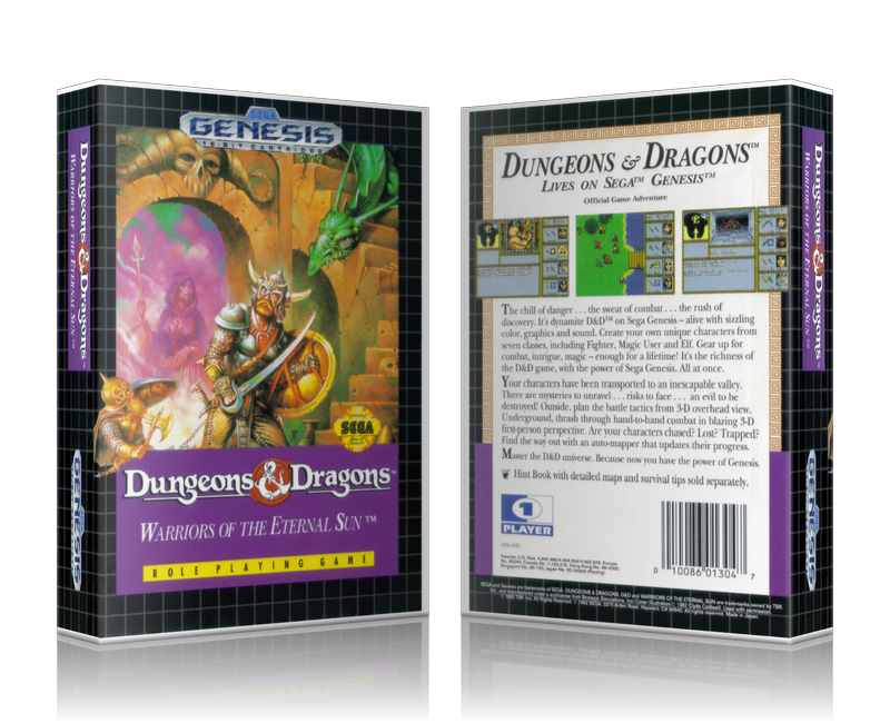 Genesis Dungeons & Dragons Warriors Of The Eternal Sun Sega Megadrive REPLACEMENT GAME Case Or Cover