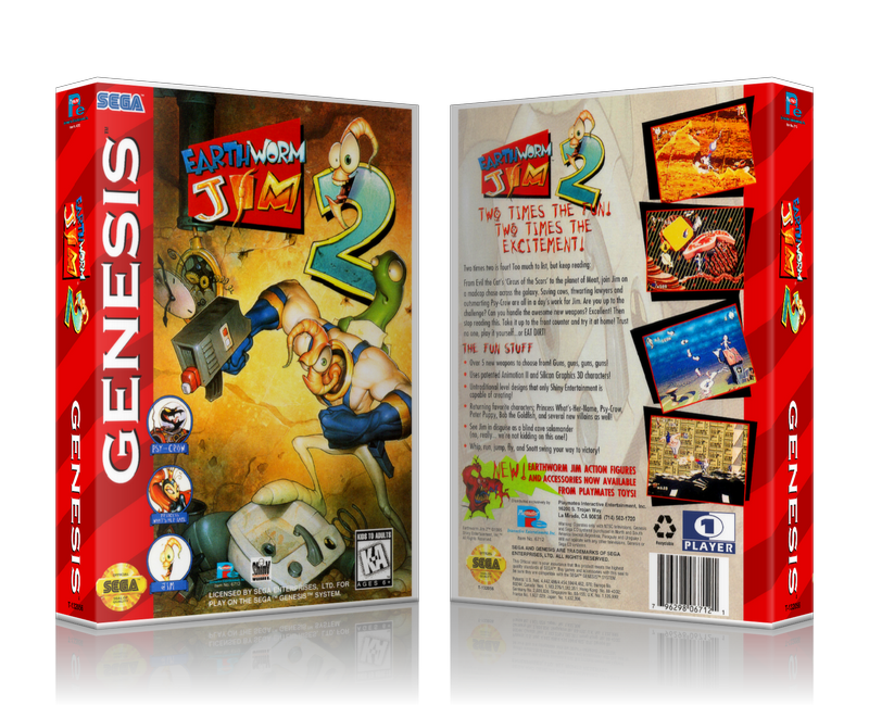 Genesis Earthworm Jim2 Sega Megadrive REPLACEMENT GAME Case Or Cover