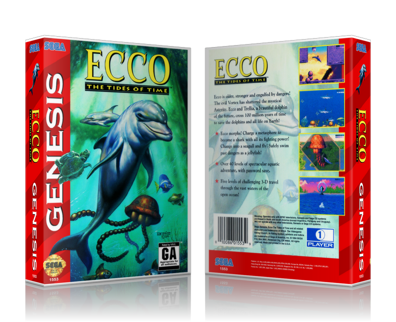Genesis Ecco Tides Of Time Sega Megadrive REPLACEMENT GAME Case Or Cover