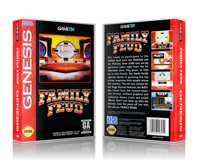 Genesis Family Feud Sega Megadrive REPLACEMENT GAME Case Or Cover