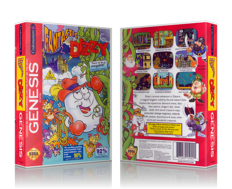 Genesis Fantastic Dizzy Sega Megadrive REPLACEMENT GAME Case Or Cover