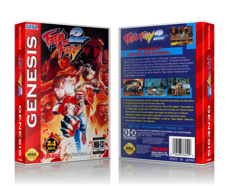 Genesis Fatal Fury2 Sega Megadrive REPLACEMENT GAME Case Or Cover