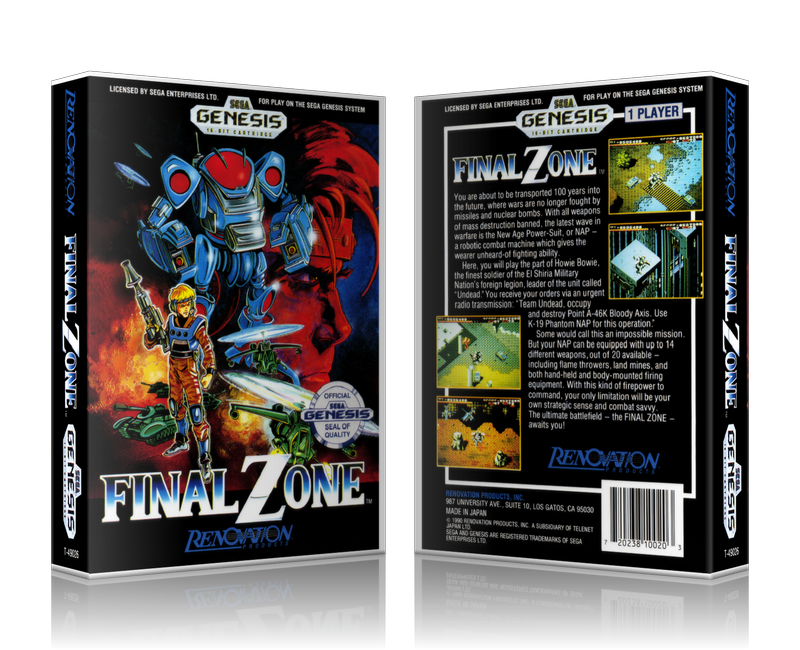 Genesis Final Zone Sega Megadrive REPLACEMENT GAME Case Or Cover