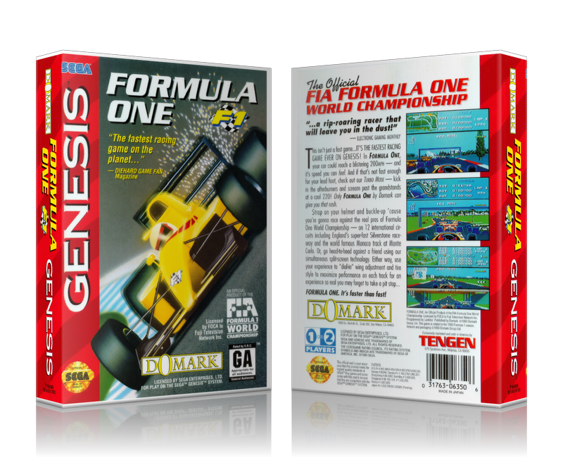 Genesis Formula One Sega Megadrive REPLACEMENT GAME Case Or Cover