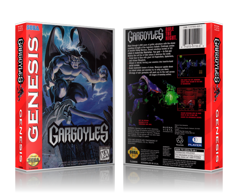 Genesis Gargoyles Sega Megadrive REPLACEMENT GAME Case Or Cover