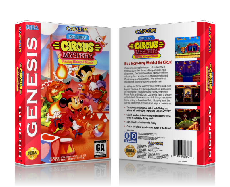 Genesis Great Circus Mystery Starring Mickey And Minnie Sega Megadrive REPLACEMENT GAME Case Or Cover